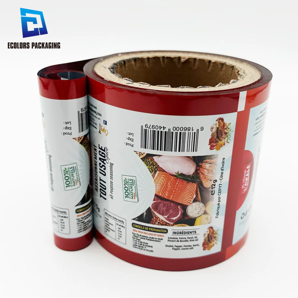 high quality custom printed back side seal bag spice hot pot seasonings plastic packaging metallized film rolls