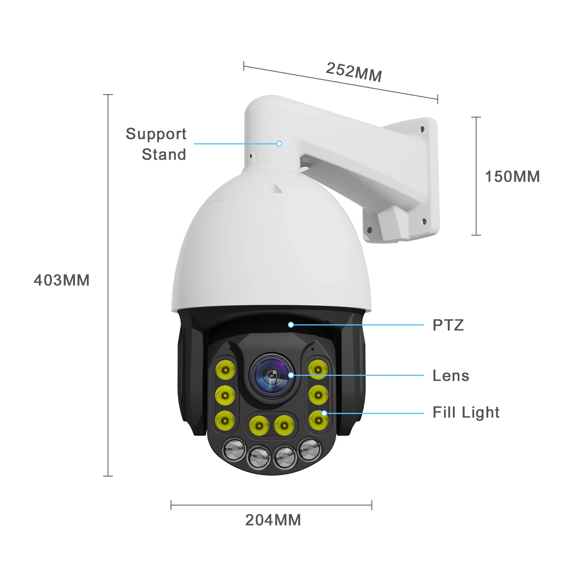 Двухсветовая сетевая камера ночного видения IP 33X оптический зум 8MP CCTV на большие расстояния Высокая Спира купольная безопасности