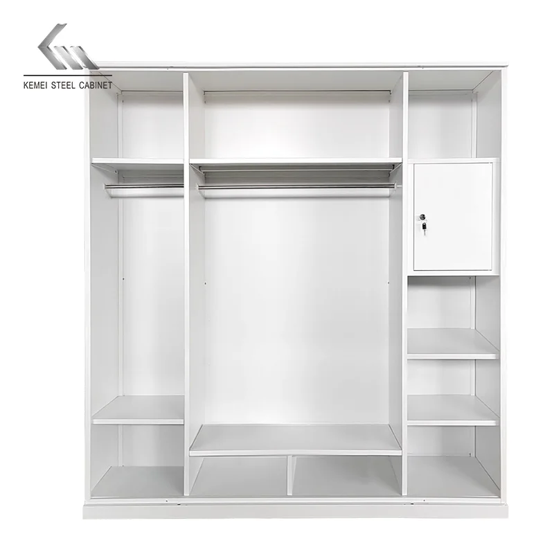Home Baby bedroom iron 4 door steel almirah wardrobe printing pattern sliding door metal wardrobe