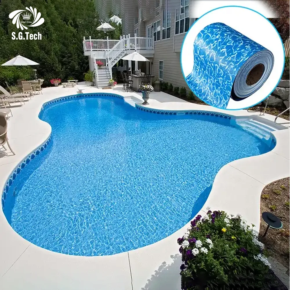 UV Resistant Blue PVC Swimming Pool Plastic Vinyl Liners WATER CROWN Pool Film For Above Ground Pools