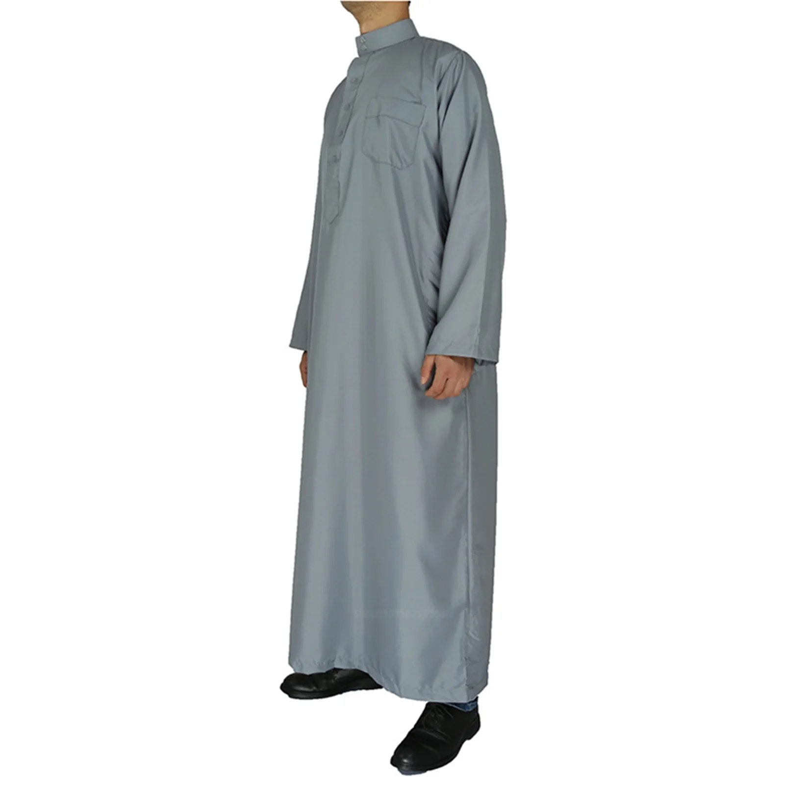 
Hot Selling Solid Color Long Sleeve Muslim Fashion Arab Daily Casual Ramadan Eid Prayer Traditional Islamic Clothing 