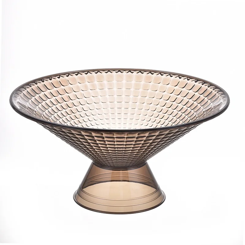 Home Party Salad Candy Biscuit Cake Transparent Food Plate Reusable Round Plastic Tray With Base