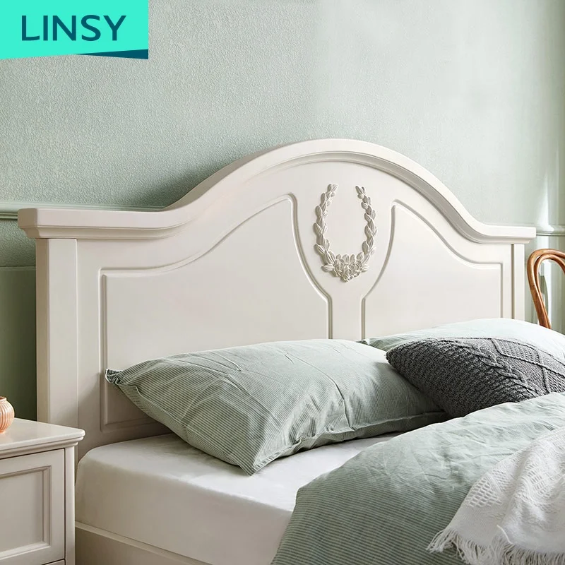 Linsy Best Selling King Size Wooden Bed Frame Double Designs Solid Wood Bed BD4A