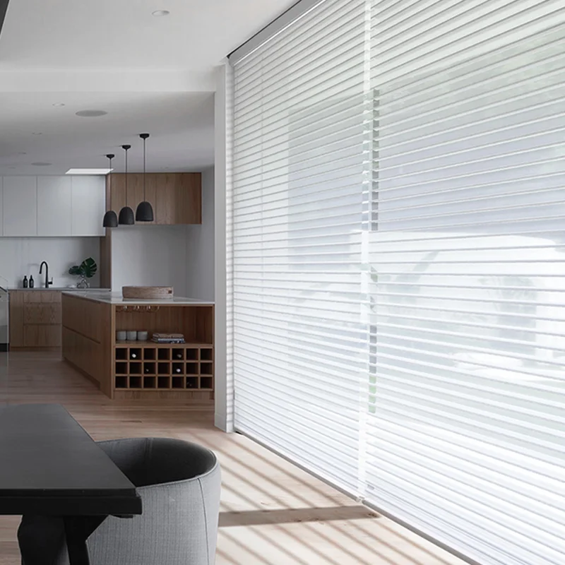 light filtering customized fabric shangri-la shades electric rechargeable moptor smart voice control shangri-la blinds