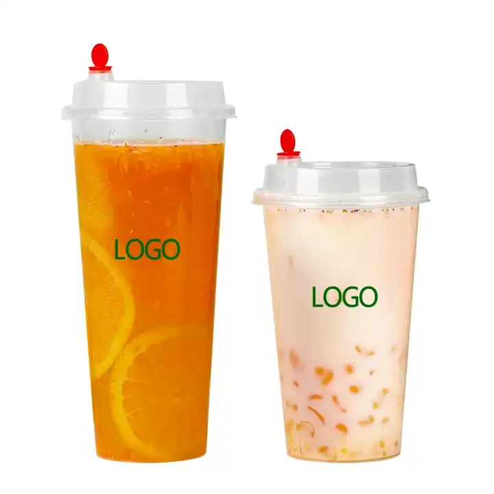 LVZONG одноразовые PP прозрачные пластиковые чашки с логотипом Boba Milktea кофе капучино крышками