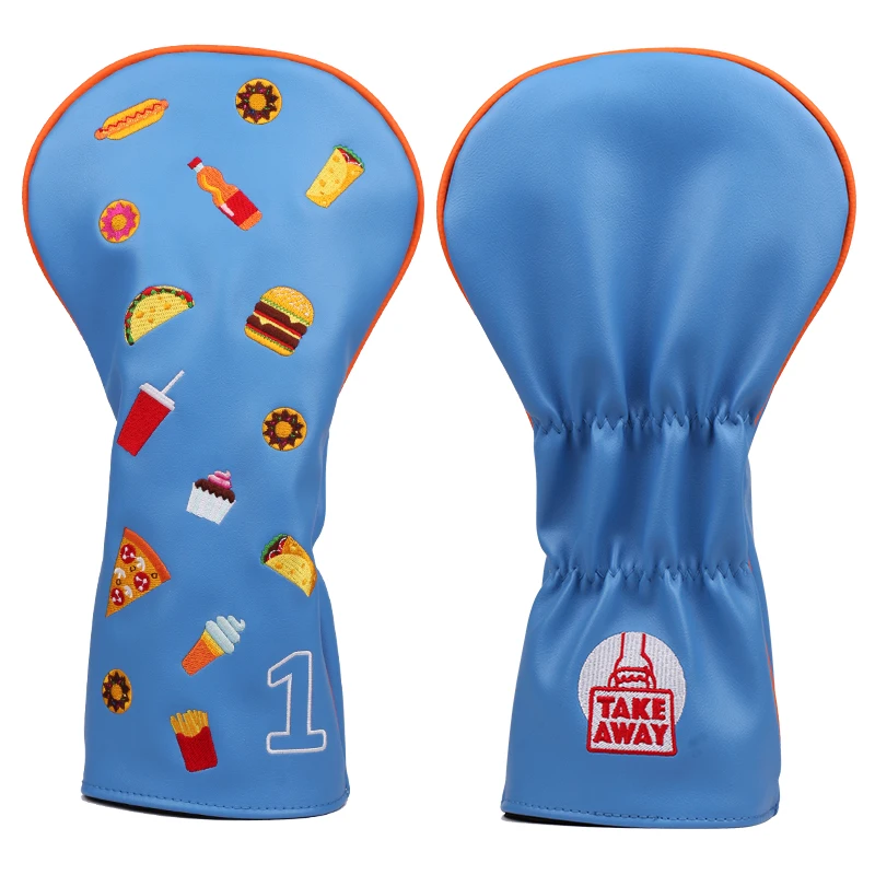 Funny Golf Club Headcover With Snack Food Embroidery On Leather Golf Headcover