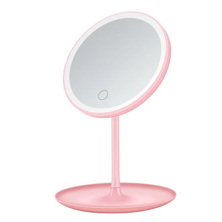 Portable Foldable Travel Make Up Tools Accessories Pink Makeup Mirror With Led Light Infinity Bedroom Tocador Vanity Mirrors