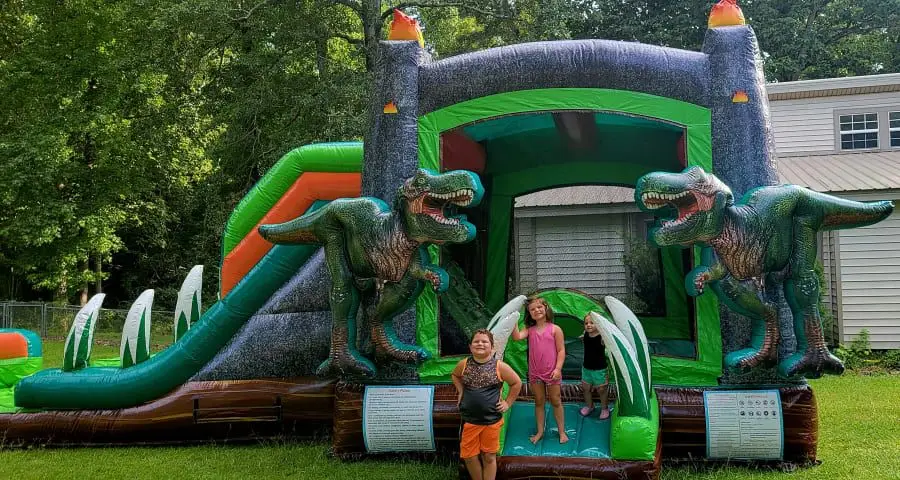 36ft Inflatable dinosaur obstacle wet/dry slide combo Inflatable Jurassic Bouncy Castle Jungle Bouncer Slide with Water Pool