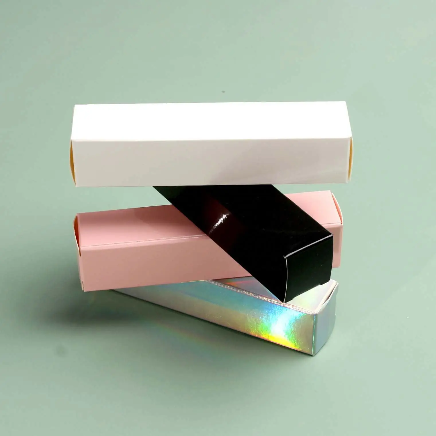 Black white light film lip gloss tube box Lip glaze Lip glaze empty carton 25*25*117mm 8ml with big brush big wand & box