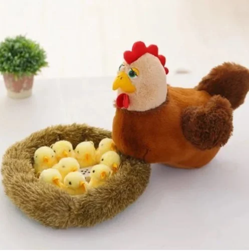 Wholesale plush Simulated Rooster Doll cute stuffed hen toy that can lay eggs Plush Playhouse Hatching Chicken gift for kids