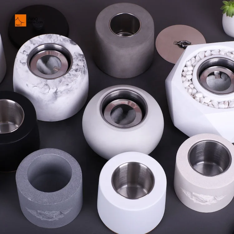 Modern Mini Metal Fire Pit Portable Bio Ethanol Burner Tabletop Concrete Fireplaces Bowl BBQ Grills Steel Material