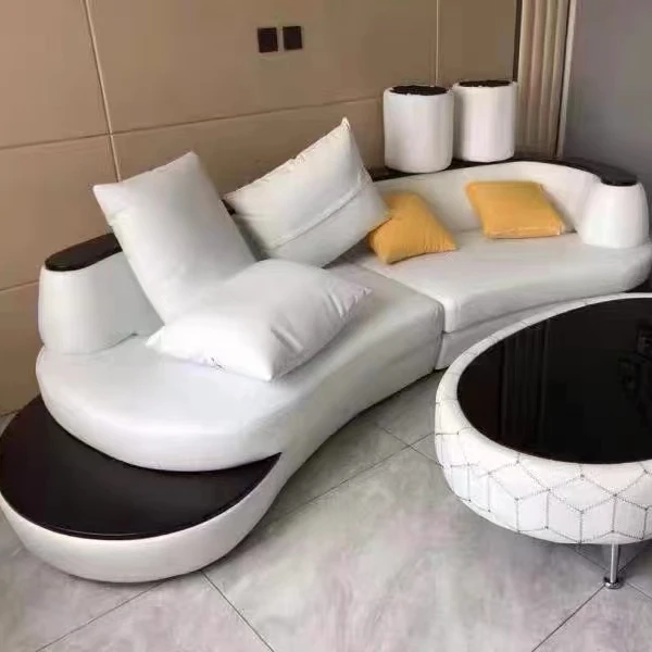 Производитель изогнутый кожаный диван модный креативный для гостиной маленькая семейная софа из воловьей кожи с