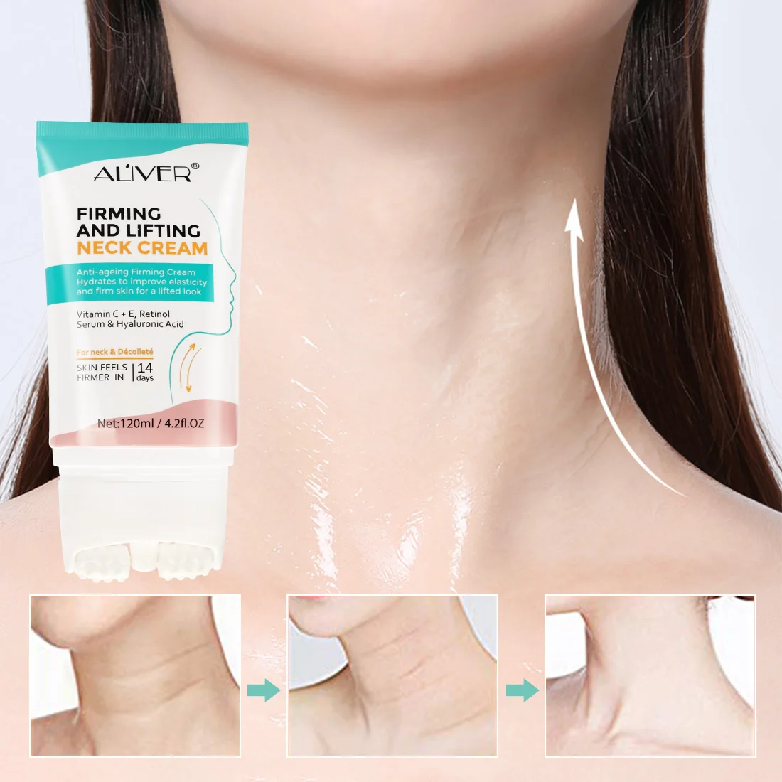 Aliver Neck Cream Double Roller V-type Beauty Neck Cream Anti-aging Lifting Firming Neck Cream Skin Care Product For Women