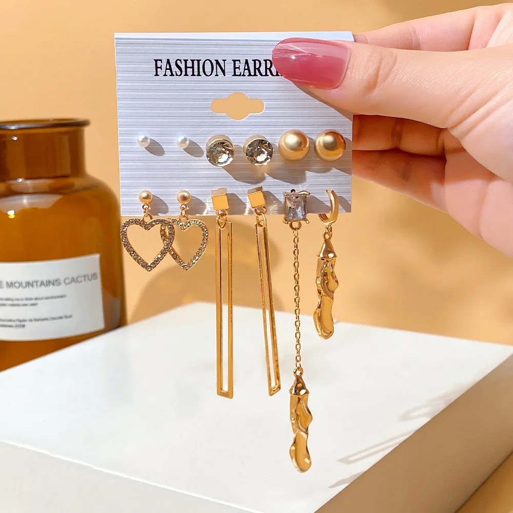 Western Stud Earrings Blue Acrylic Heart Drop Chunky Longs Earrings Set For Women Jewelry