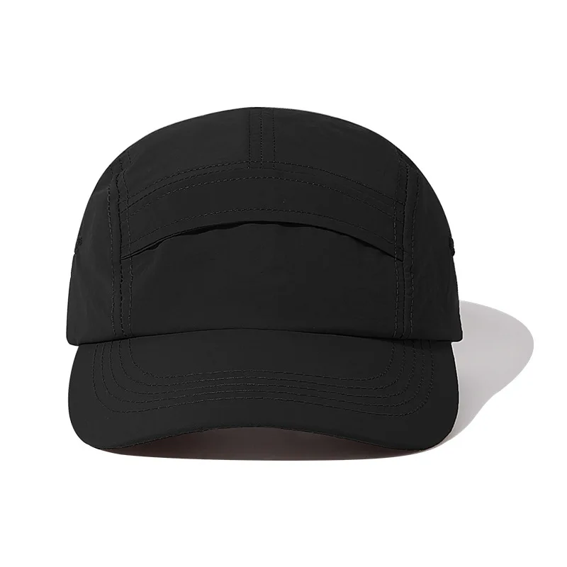 OEM Custom Embroidery Logo Nylon Running Camp Cap High Quality Fashion 5 Panel Camping Hat Small order for adult unisex