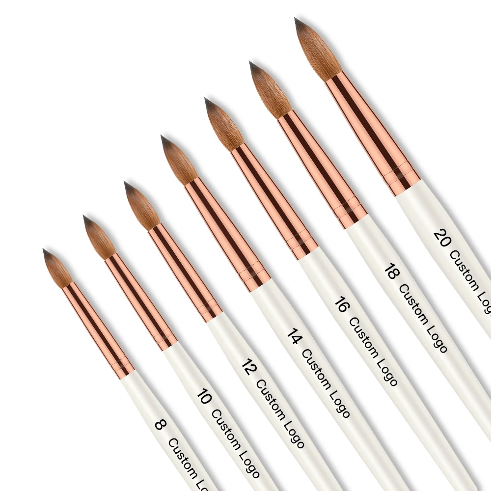 Professional Private Label Brushes Nail Art Supplies Personalized Germany 100% Kolinsky Acrylic Nail Brush 12 With Wood Handle