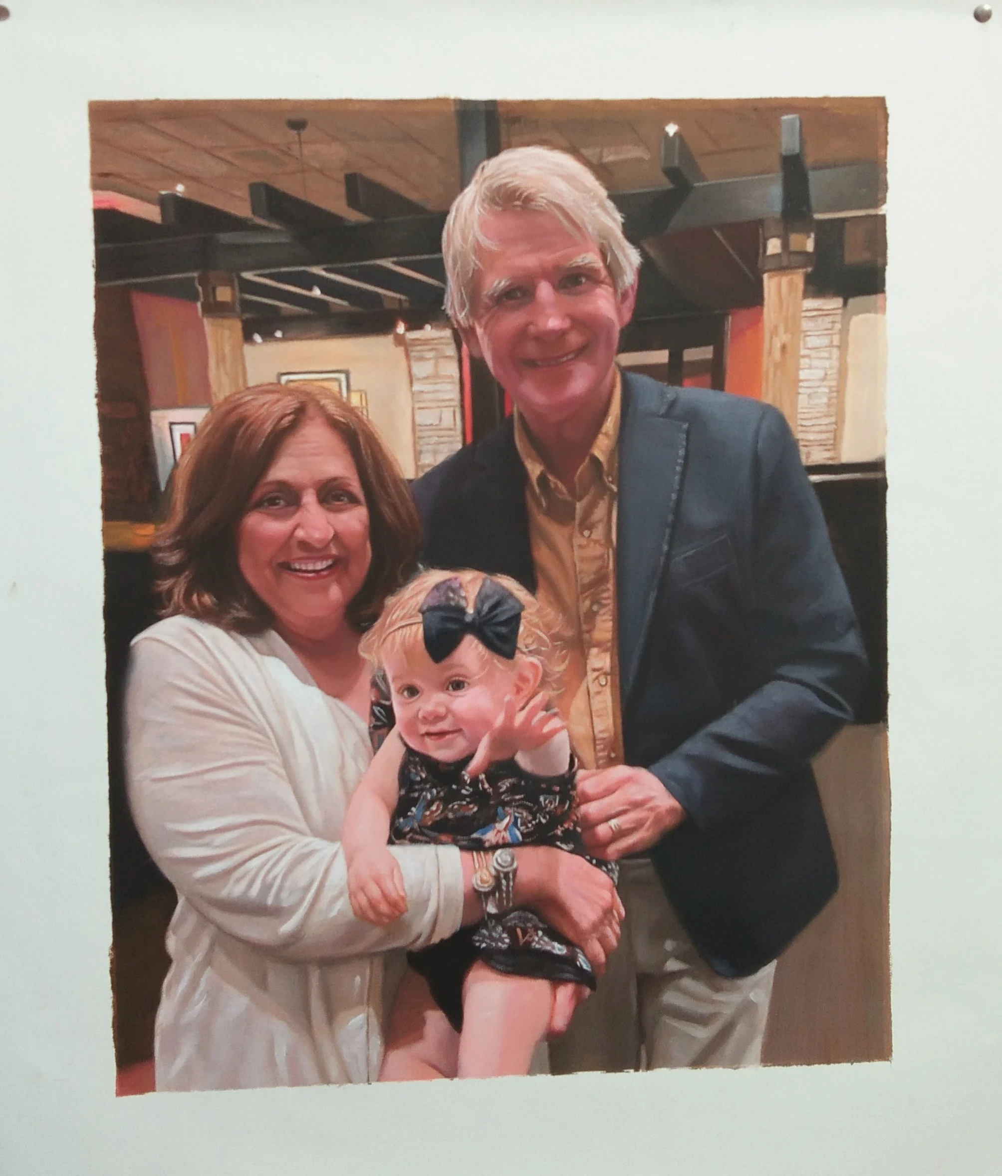 High Quality Modern Handmade Custom Personalized American Family Portrait Canvas Painting By Famous Artist