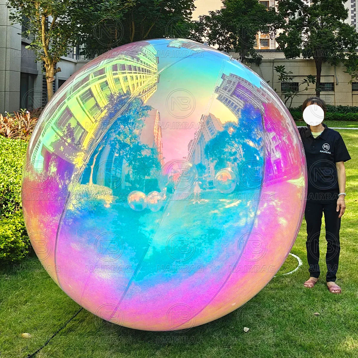 Giant Iridescent Bubble Ball Mirror Balloon Inflat Outdoor Decor Big Shiny Inflatable Iridesc Rainbow Ball Large Floating Sphere