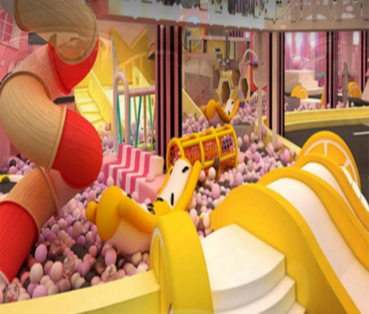 Newly Finished Sunshine Yellow Slide Swing  Indoor Soft Playground Indoor Playground Equipment For Kids