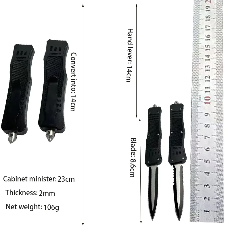 customization plastic handle camping  outdoor edc folding knife  3cr13 with sliding  assisted tactical push button pocket knife