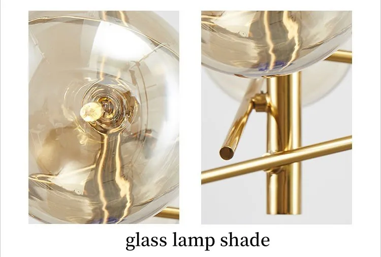 JYLIGHTING Nordic Modern Simple Glass Bubble Pendant Light Metal Boom Chandelier Restaurant Coffee Shop Decorative Light