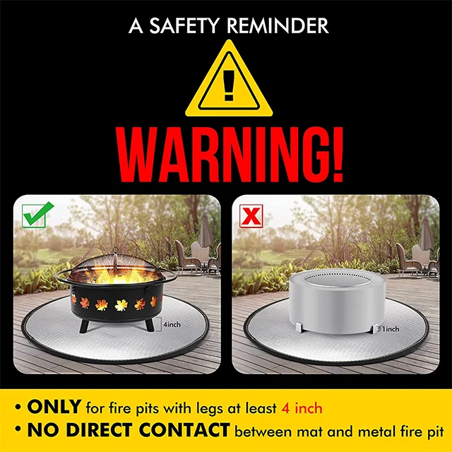 Premium Quality Fire Pit Mat for Deck Fireproof Waterproof Mat Excellent Heat Insulation for Charcoal Grills BBQ,and fire pits