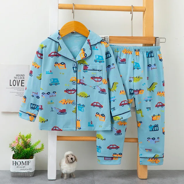 Children home service suits middle and small children cartoon pajamas cotton autumn suits 1-9 years old