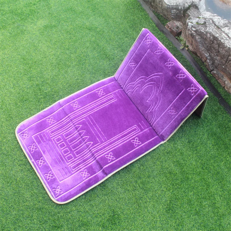 Wholesale Islamic Travel Muslim Prayer Mats tapis de priere islam Foldable Praying Rug with Backrest
