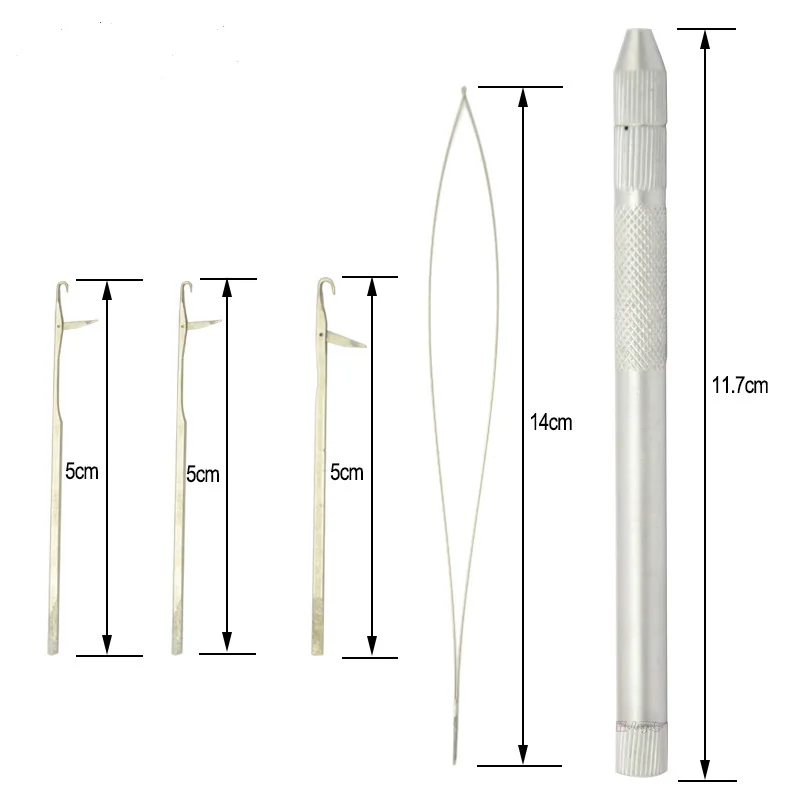Multi-function Aluminum Hook Needle Loop Threader For Micro Rings Beads Links I-tip Hair Extensions