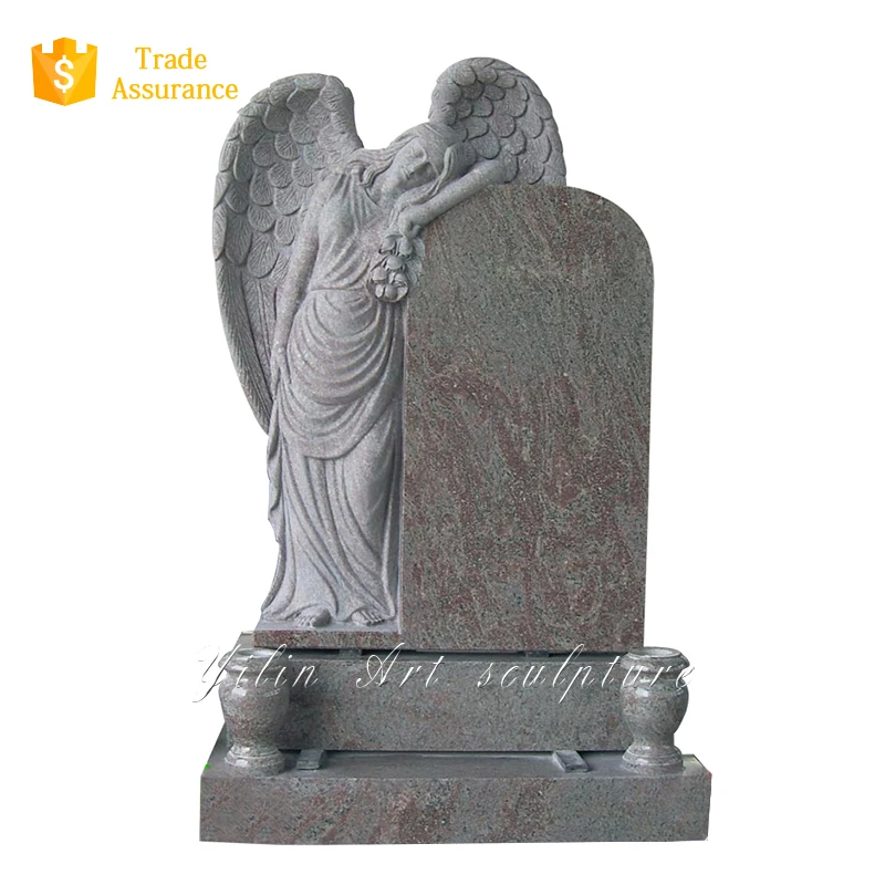 Black granite tombstone and monuments angel statue for grave