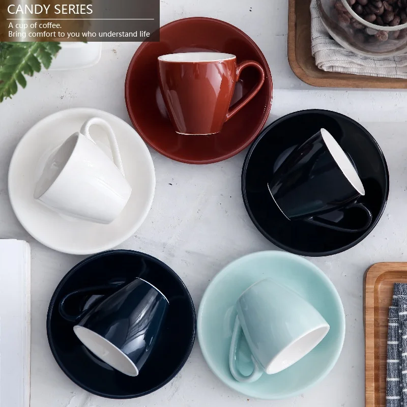 Custom italy porcelain coffee espresso cup saucer set ceramic
