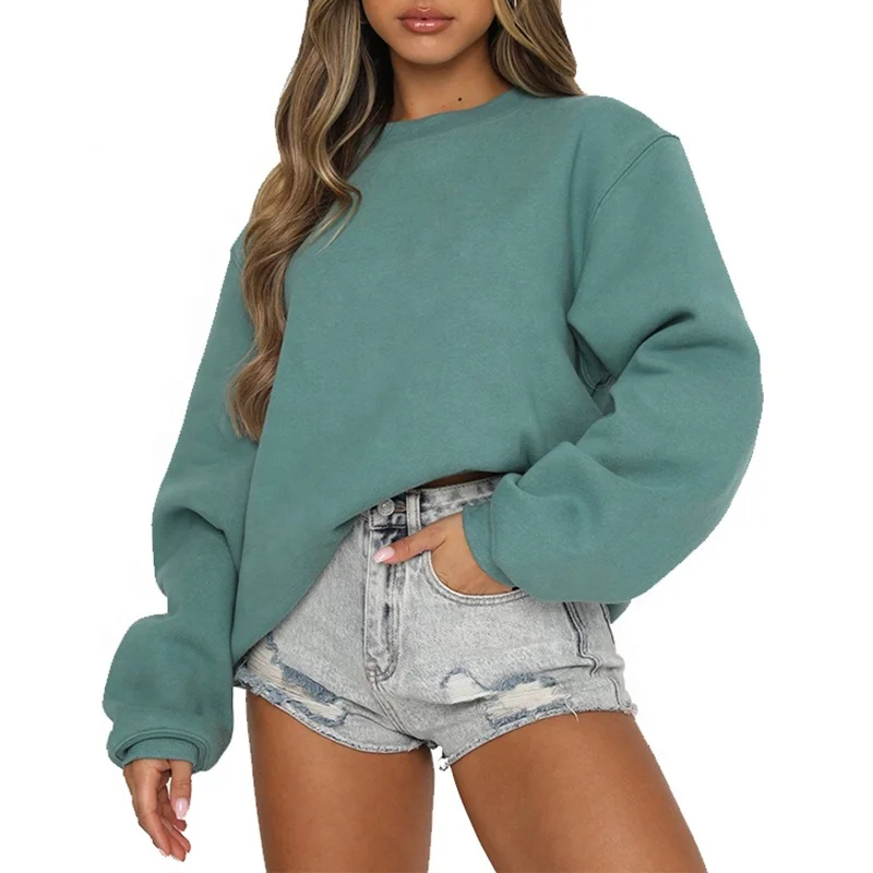 Hot Sale Women Custom Drop Shoulder Oversized Pullover Cotton Crewneck Sweatshirt for Women Pullover
