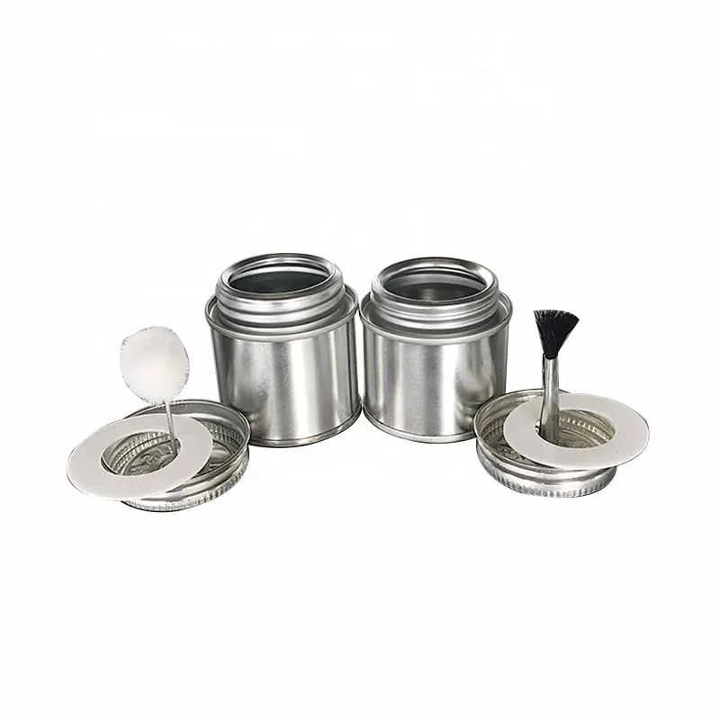 2oz little small PVC glue tin can 60ml metal can with screw top and brush