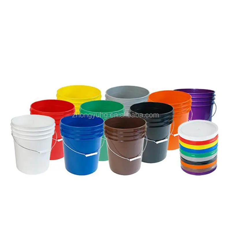  ZY8002- 15 Liters blue customized plastic paint bucket PP pail round barrel with plastic/metal