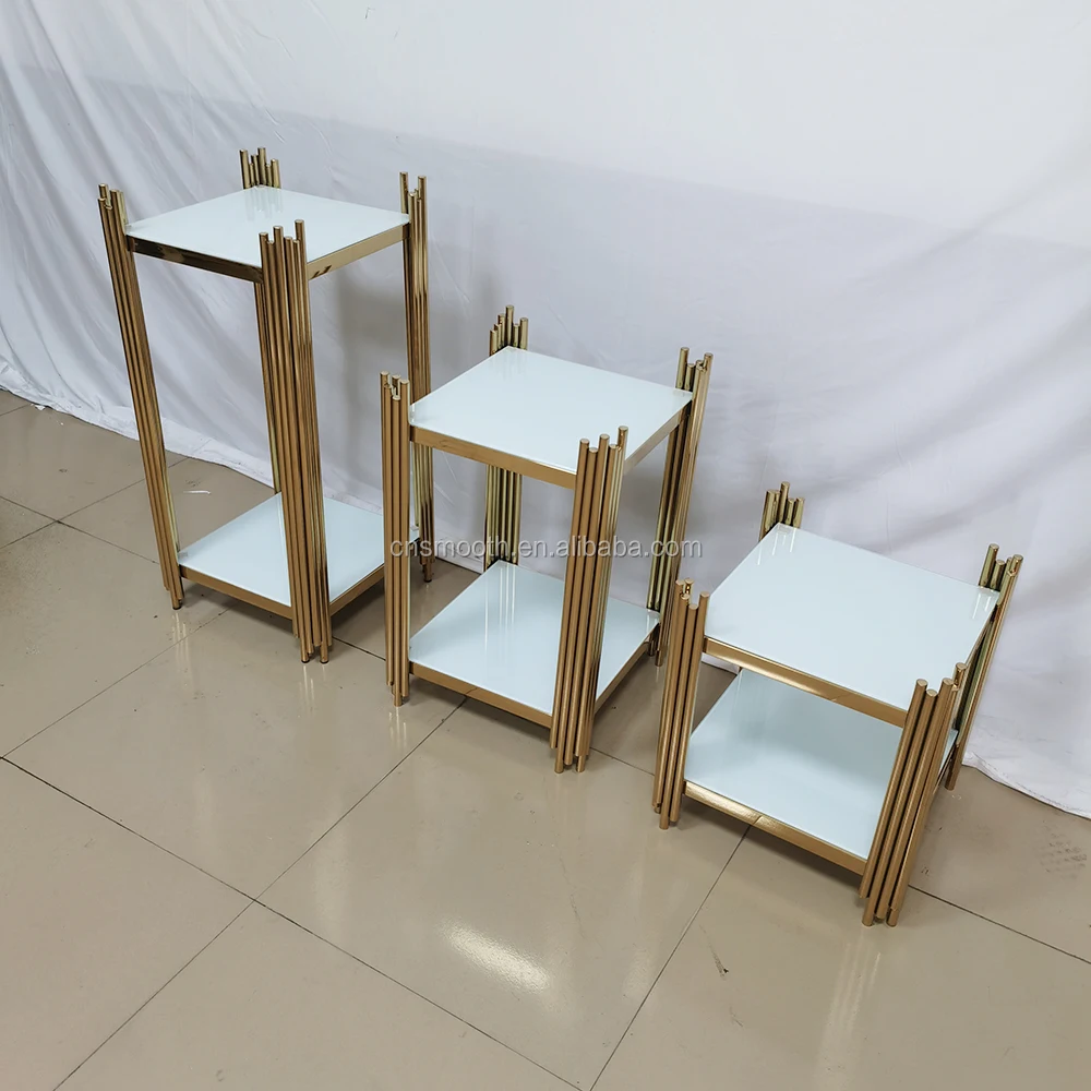 Decorations Wedding Tall Square Metal Flower Display Stand Centerpiece Dessert Table Wedding Cake Stands