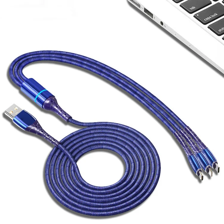 
Universal All In One Durable woven cloth one drag three Multi USB Data Charger Cable 3in1 data usb cable with lighting 