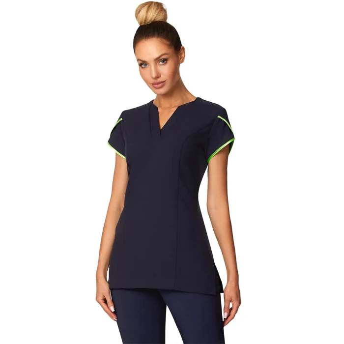 White Women Zipper Front Tunic Medical Scrub Beauty Salon Spa Uniform Customized Woven Surgical Uniform Hospital Uniforms