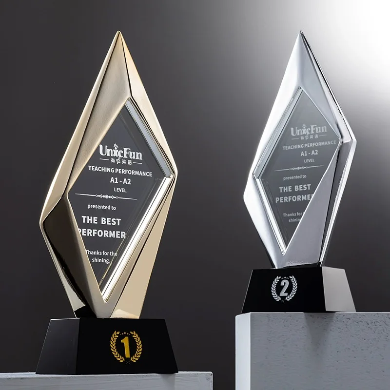 28cm height gold silver bronze resin Crystal Plaque crystal trophy award MH-NJ0399