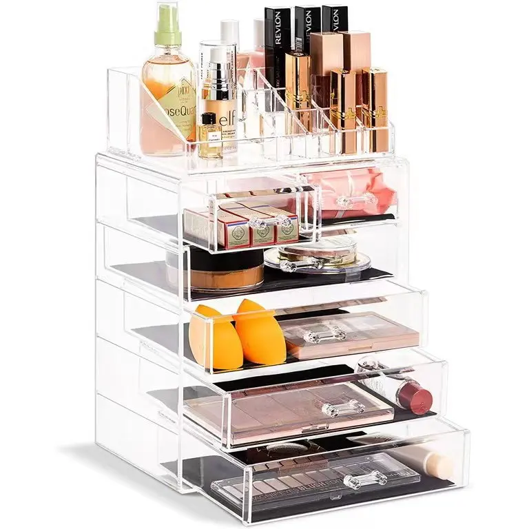 Multifunction Cosmetic Drawers Large Stackable Make Up organizer Jewelry Storage box  Clear Cosmetic Makeup Drawer Organizers