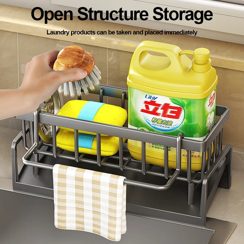 Sponge Rack Organizer Space-Saving Kitchen Solution Multi-Functional Sponge Holder Stylish Kitchen Storage