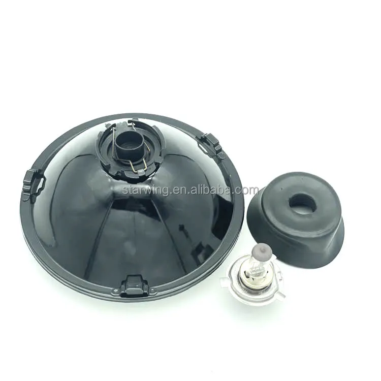 best price semi sealed beam headlight 7 inch round 6014 used h4 bulb hi/low beam black metal housing