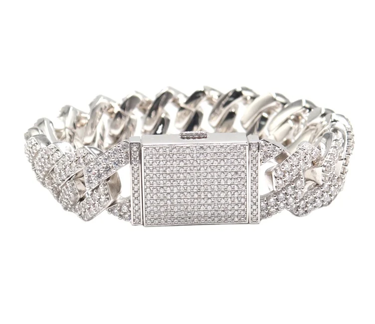 Wholesale Custom Iced Out Miami Cuban Link Chain Bracelets Necklaces Zircon Copper Hip Hop Fine Jewelry Unisex Jewelry