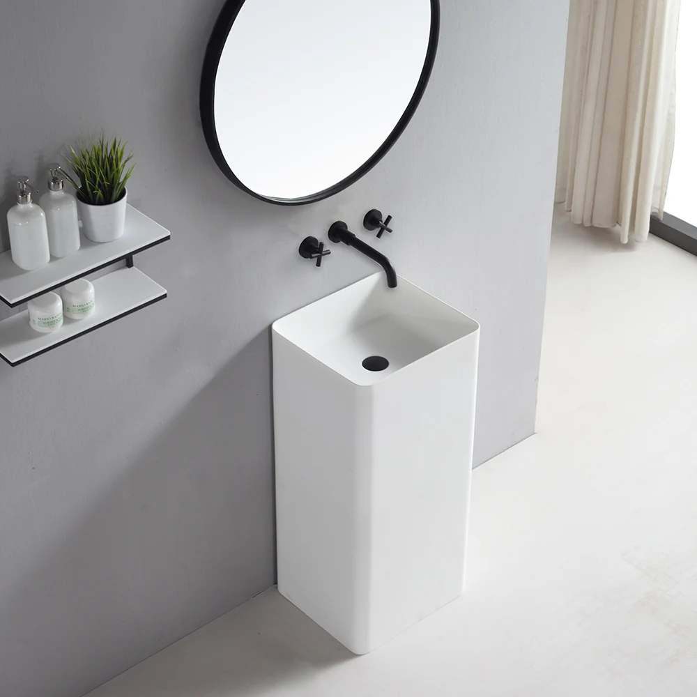 Bathroom Sink Artificial Stone Wash Basin,, Vertical Wash Basin, Modern and Minimalist Design Hotel Home Graphic Design 3 Years