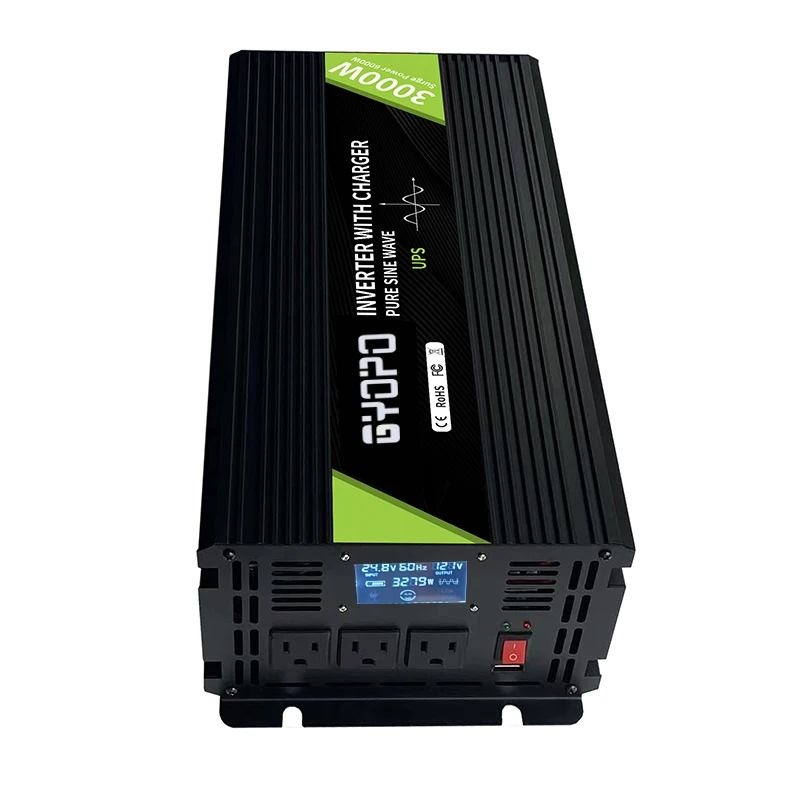 3000 watt pure sine wave power inverter with battery charger and transfer switch