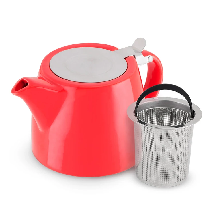 18oz Custom Design Ceramic Teapot with Stainless Steel Infuser