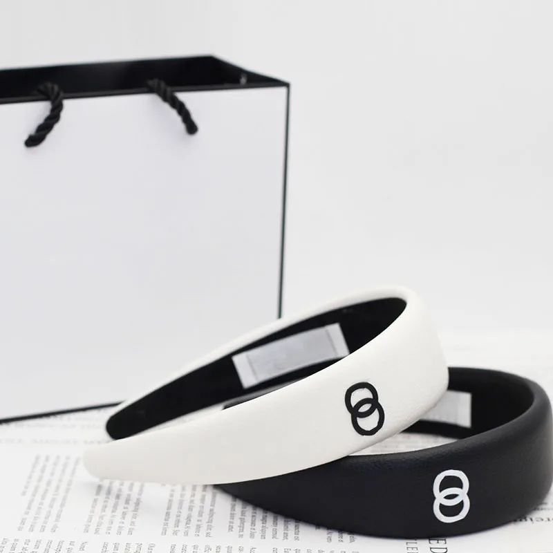 New Hair Accessories 4cm Wide Sponge PU Leather Headbands Bright Color Fluorescent Green Headband For Black Women