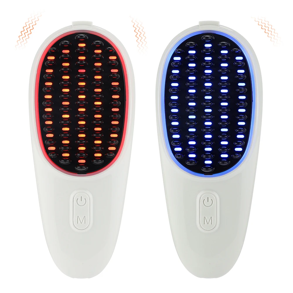 Blue Red Light Hair Growth Brush Electric Vibration Scalp Massage Device Anti Hair Loss LED Massage Comb