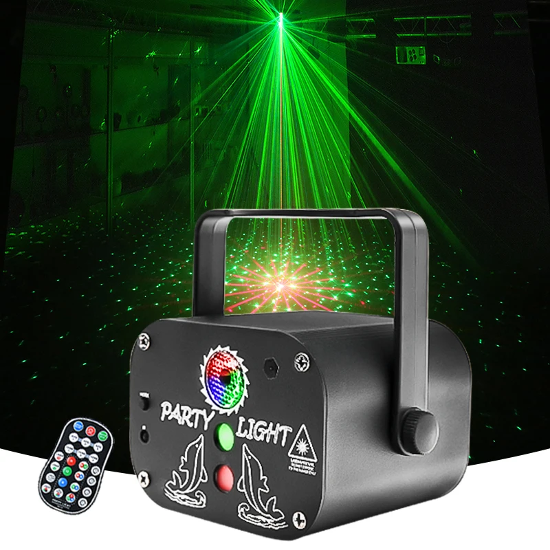 Factory 2 Holes Mini Lazer Light Dj Disco Dance Floor Stage Light USB Rechargeable LED+Laser Party Light With Remoter