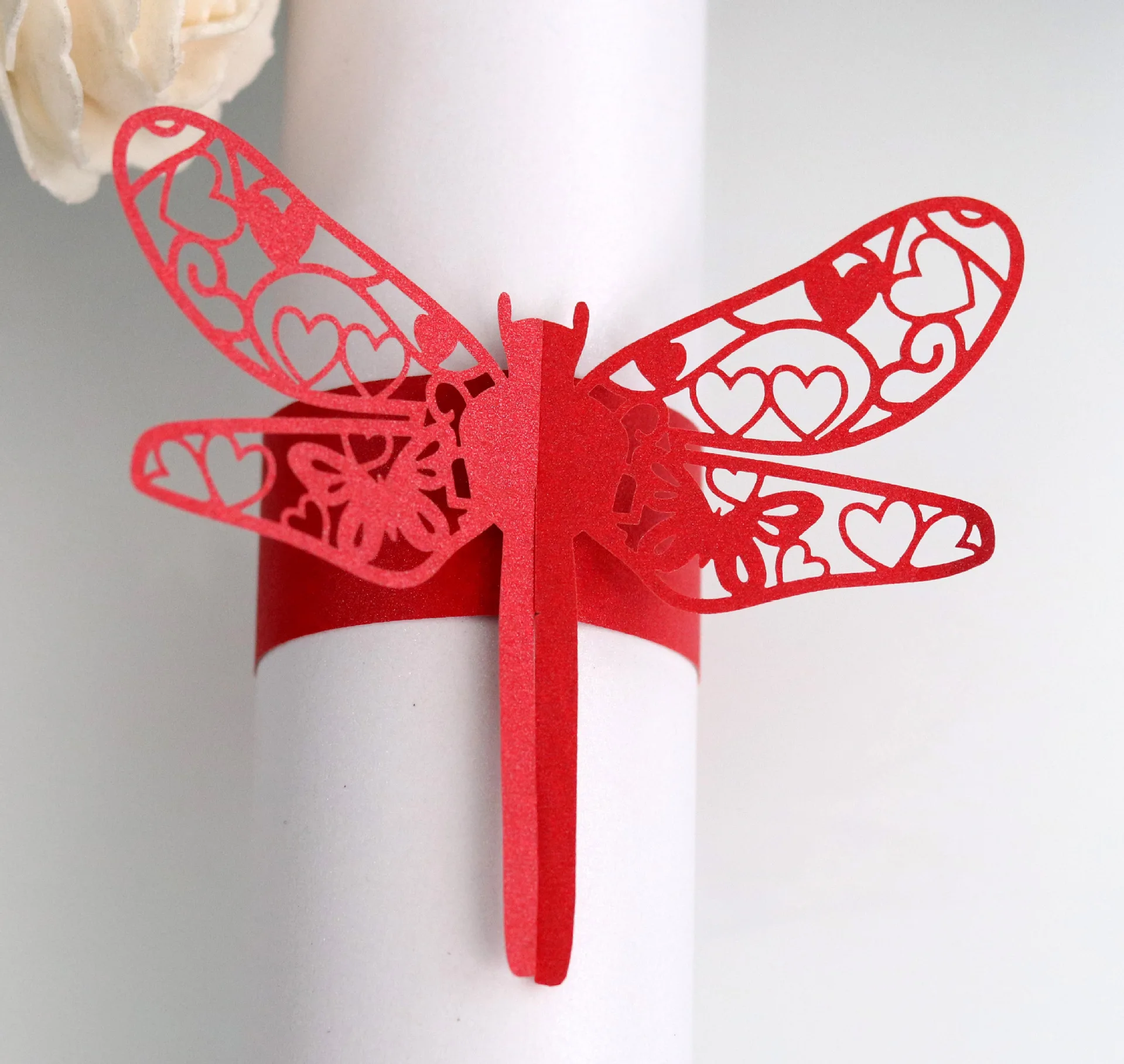 Laser Cutting Dragonfly Paper Napkin Ring for Wedding Decoration Party Supplies Towel Buckle