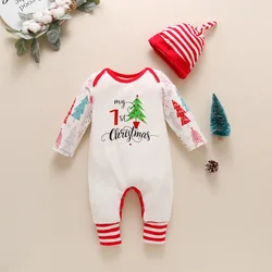 Unisex New Born Baby Clothes Snap Button Baby Jumpsuit Pajamas Christmas Baby Romper With Hats